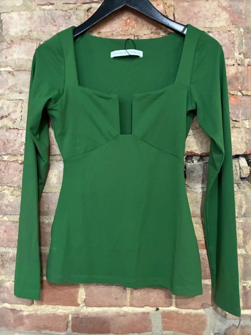 Susana Monaco Square Wire Cut Out Long Sleeve Top